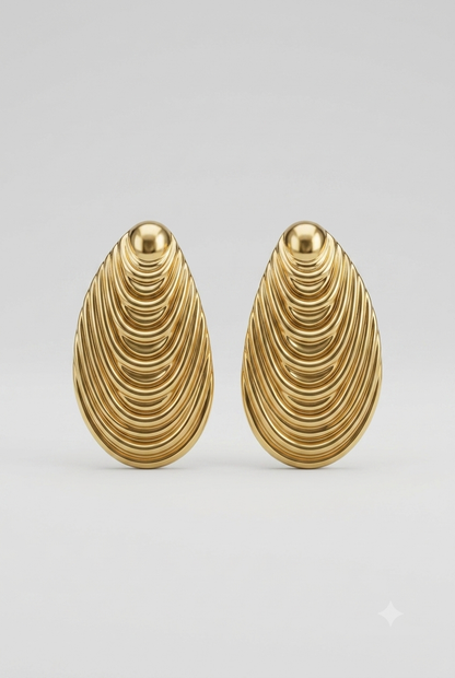 Serena Contour Teardrop Earrings — the elongated layered teardrops