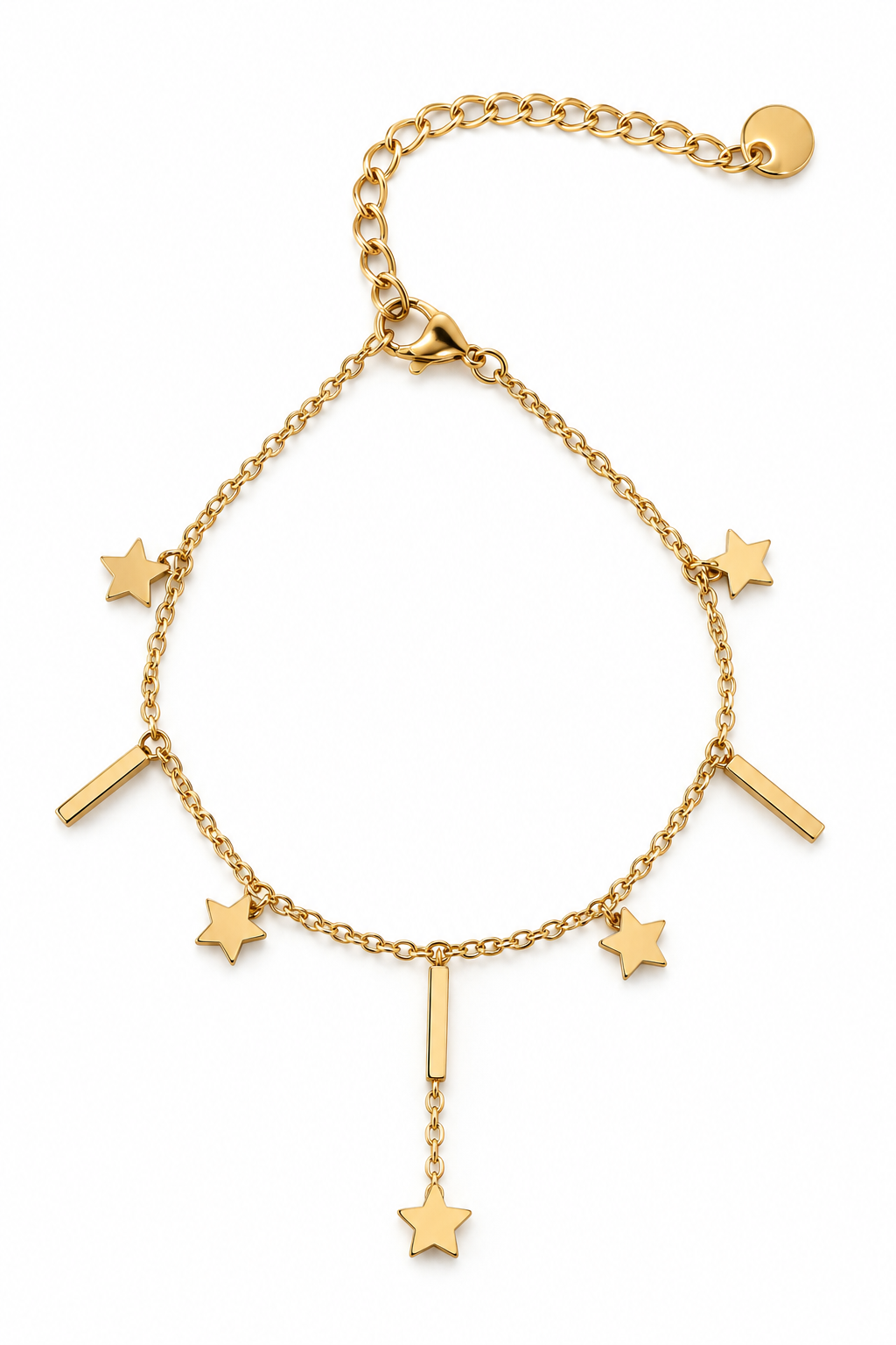 Celestial Star & Geometric Bar Drop Bracelet