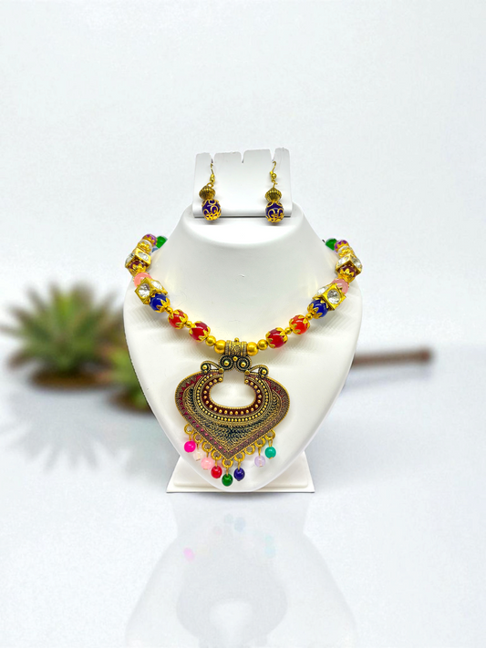 Colourful Beaded Ethnic Traditional Tribe Necklace Set