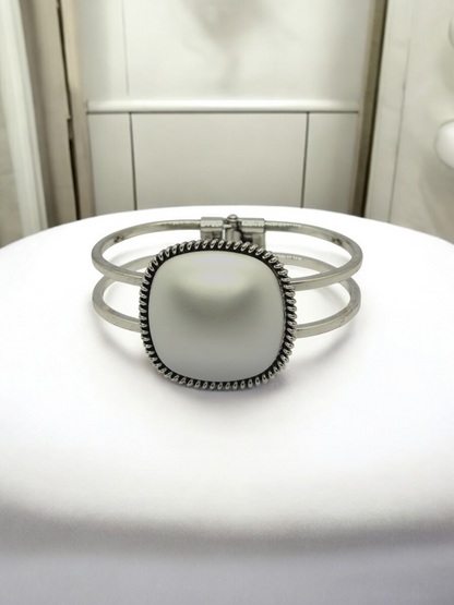 Stylish & Unique Double Hoop Rhodium Plated Bracelet