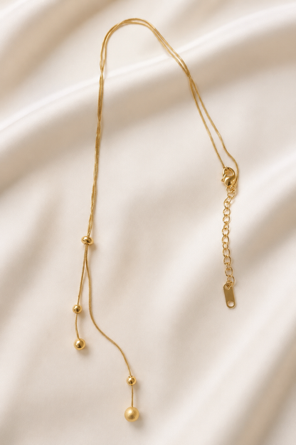Golden Rigid Sphere chain necklace