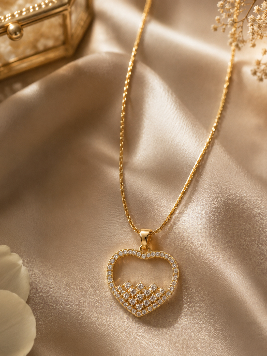 Half stone heart necklace