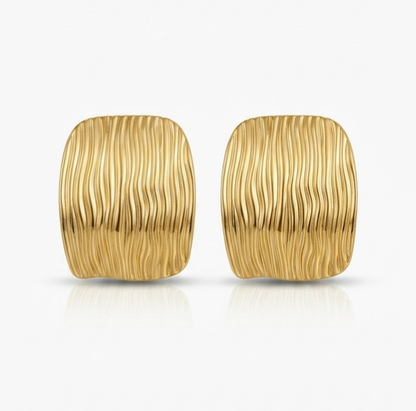 Celine Linear Texture Earrings — vertically textured rectangular studs