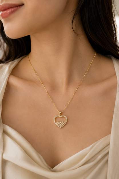 Half stone heart necklace