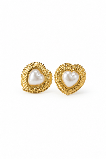 Celeste Pearl Heart Earrings