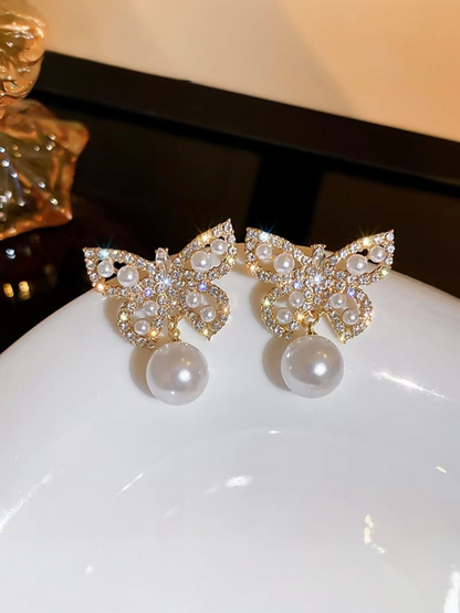 Butterfly Pearl Drops Trendy Korean Earrings