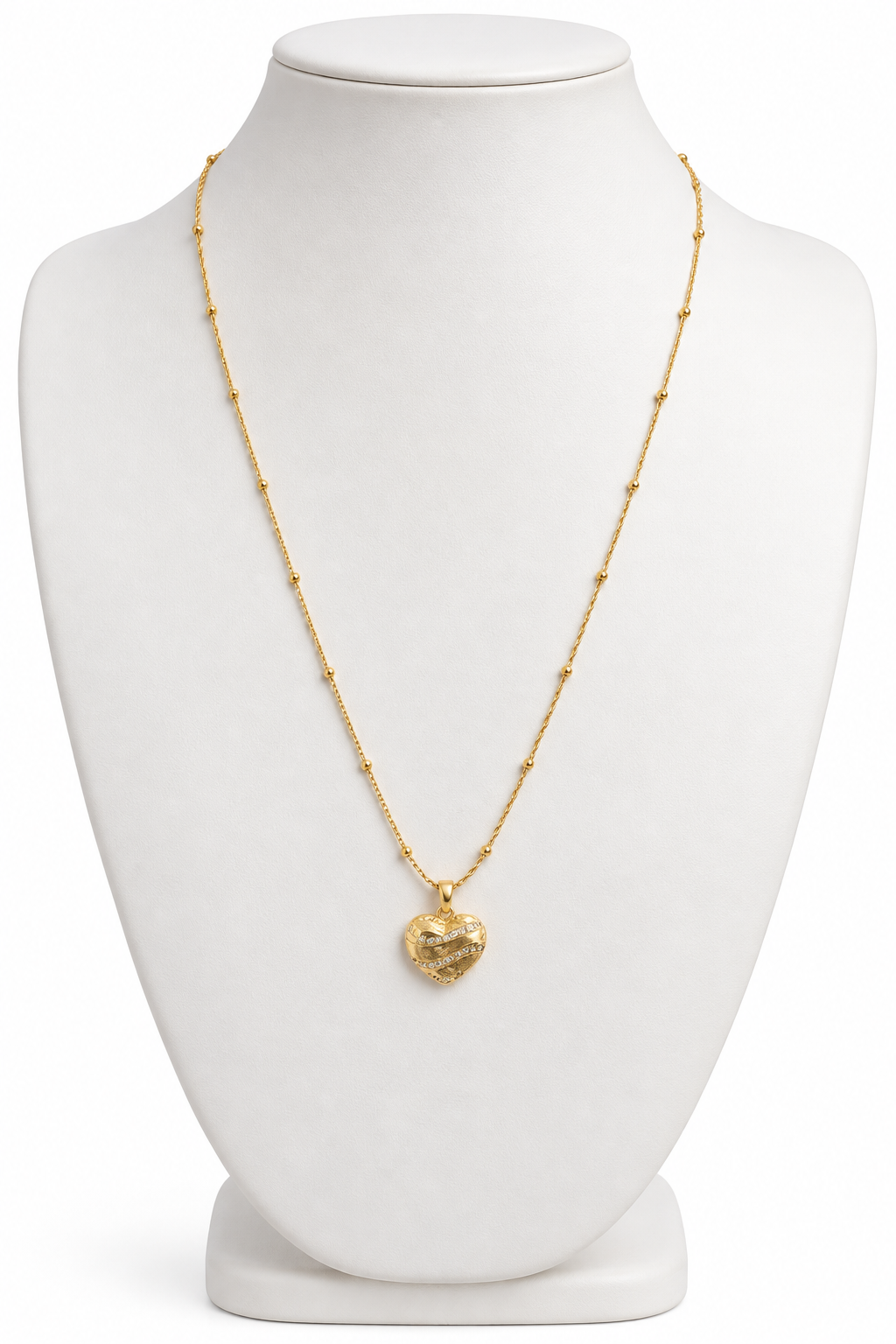 Sculpted Wave Heart Pendant Necklace
