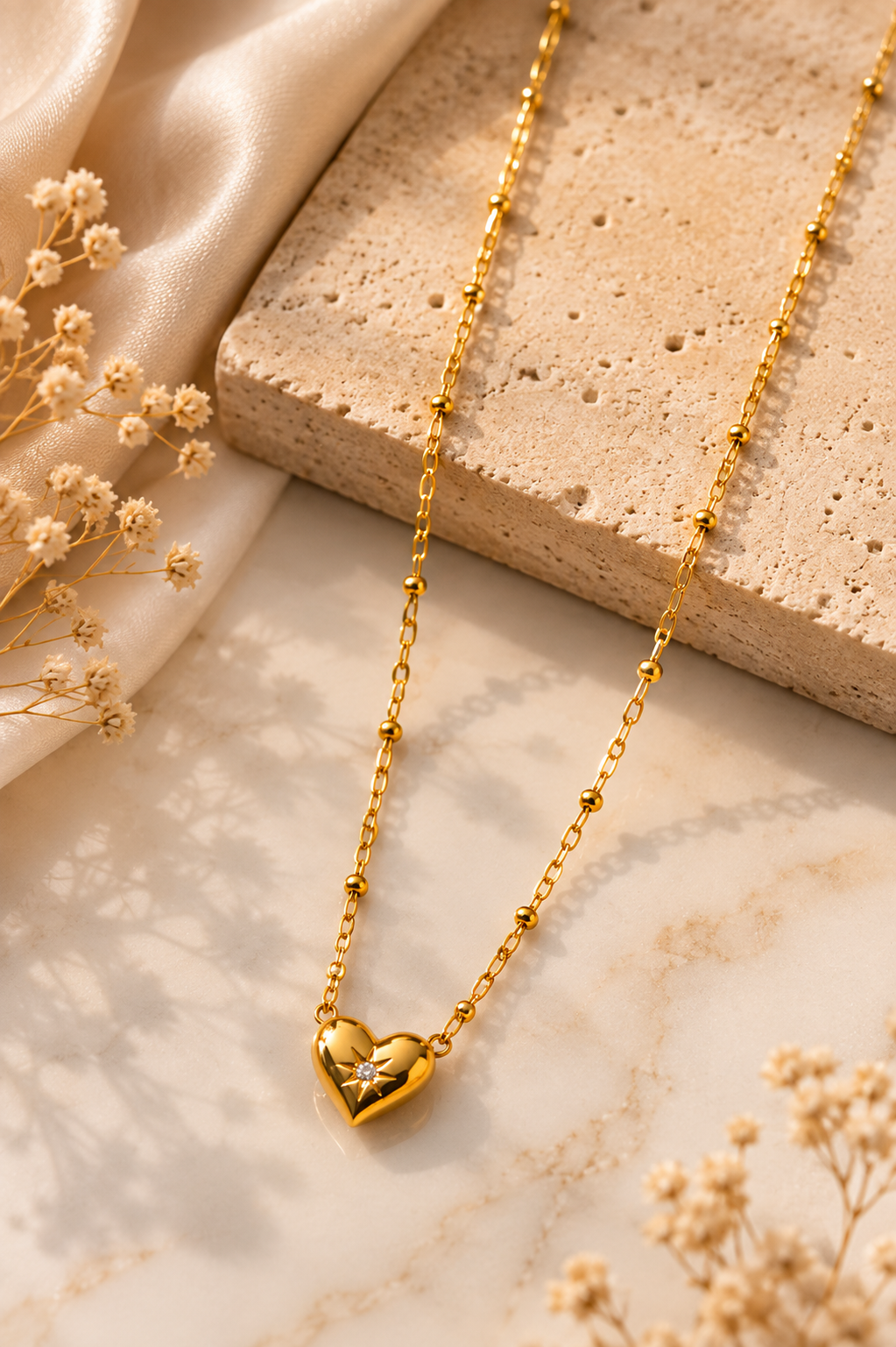Heart stone necklace