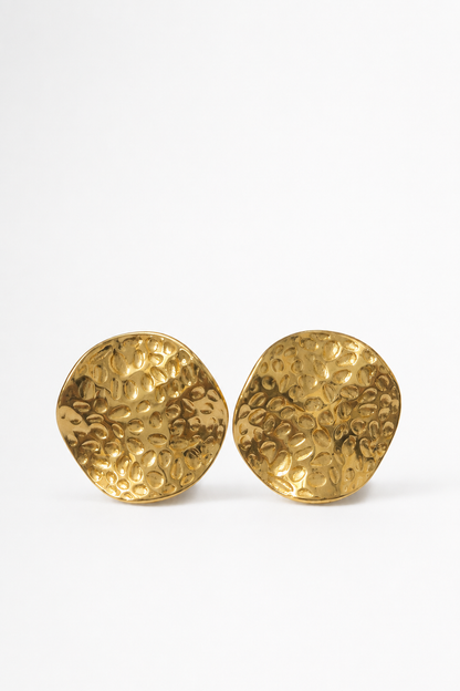 The Caldera Hammered Discs- Anti Tarnish Earrings