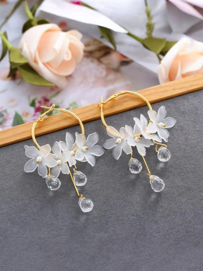 Blossoms Of the Snow Korean Tassel Earrings