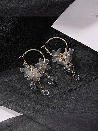 Blossoms Of the Snow Korean Tassel Earrings