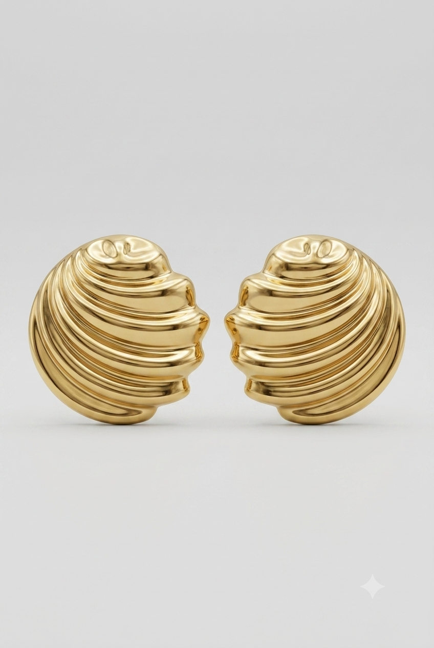 Aurette Sculpted Shell Earrings — the layered shell-inspired pair