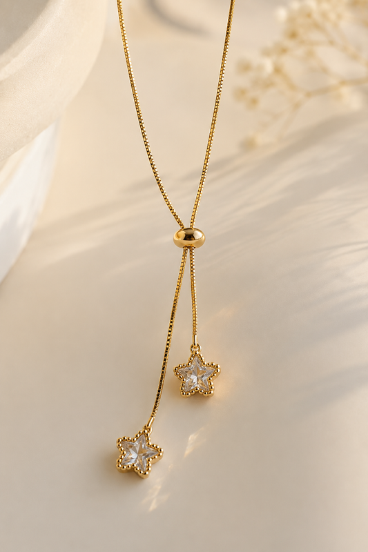 TWINSTAR- White Clover Lariat Necklace