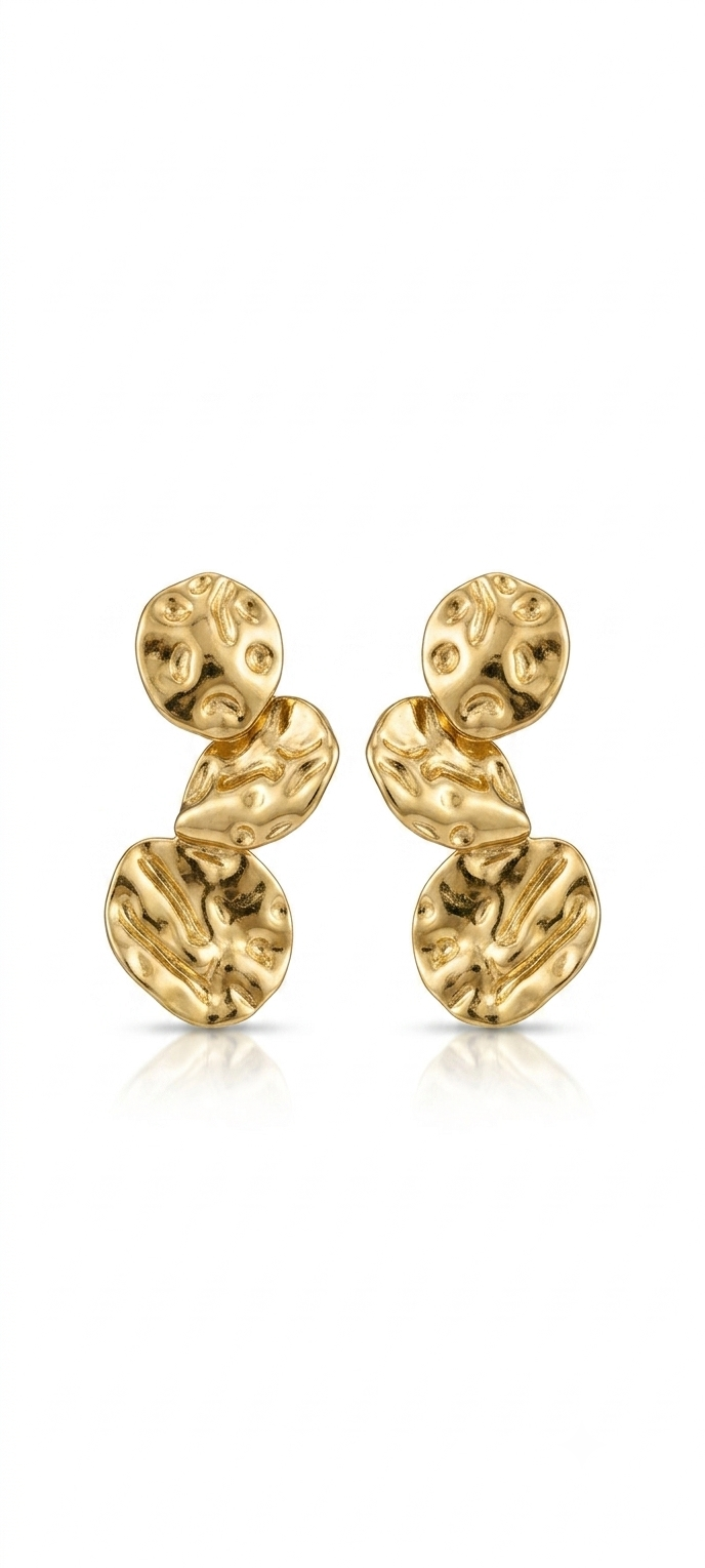 Elara Triple Form Earrings — three-piece organic drop design