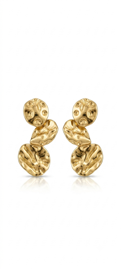 Elara Triple Form Earrings — three-piece organic drop design
