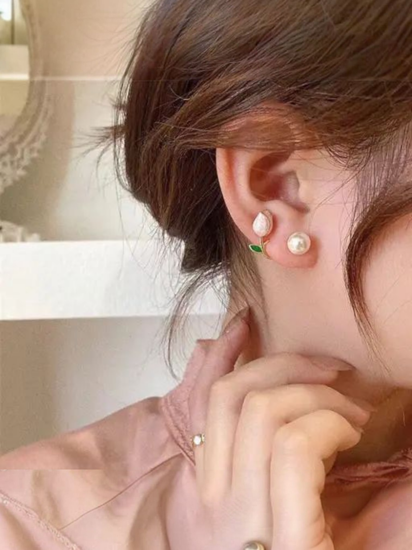 Most Trending Flower And Pearl Korean Stud Earrings