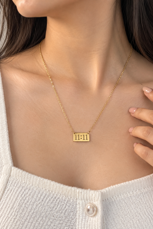 11:11 Engraved Angel Number Bar Necklace