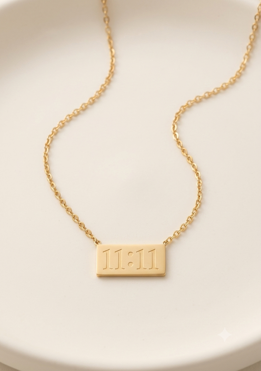 11:11 Engraved Angel Number Bar Necklace