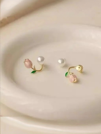 Most Trending Flower And Pearl Korean Stud Earrings