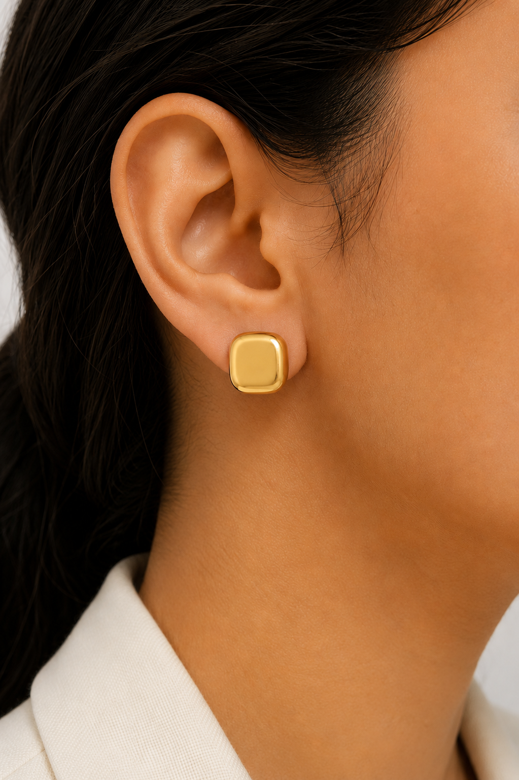 Aurelle Sculpted Square Earrings — smooth rounded-square design