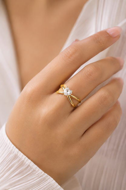 Heart Sparkle-Anti Tarnish Stainless Steel Finger Ring