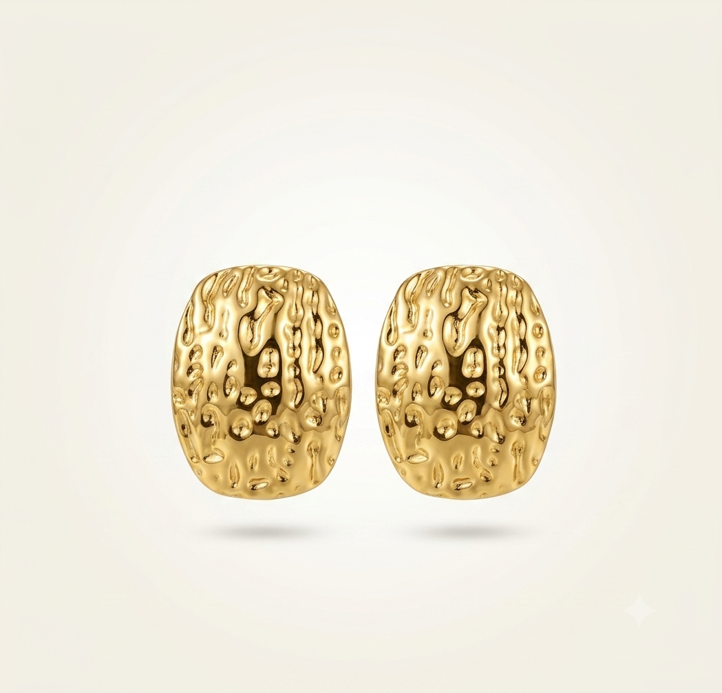 Vanya Organic Texture Earrings — rounded rectangular textured design