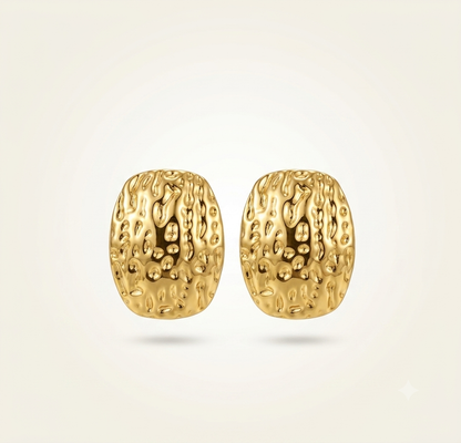 Vanya Organic Texture Earrings — rounded rectangular textured design
