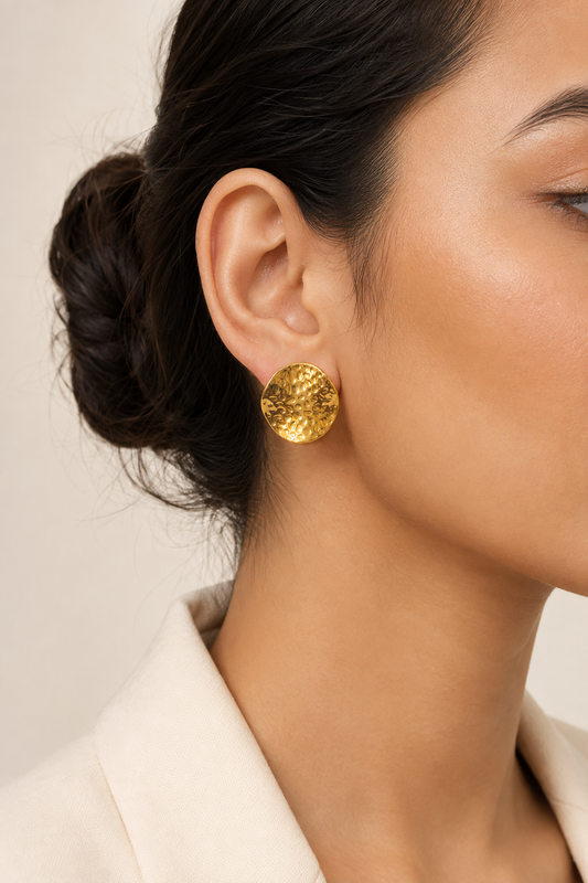 The Caldera Hammered Discs- Anti Tarnish Earrings