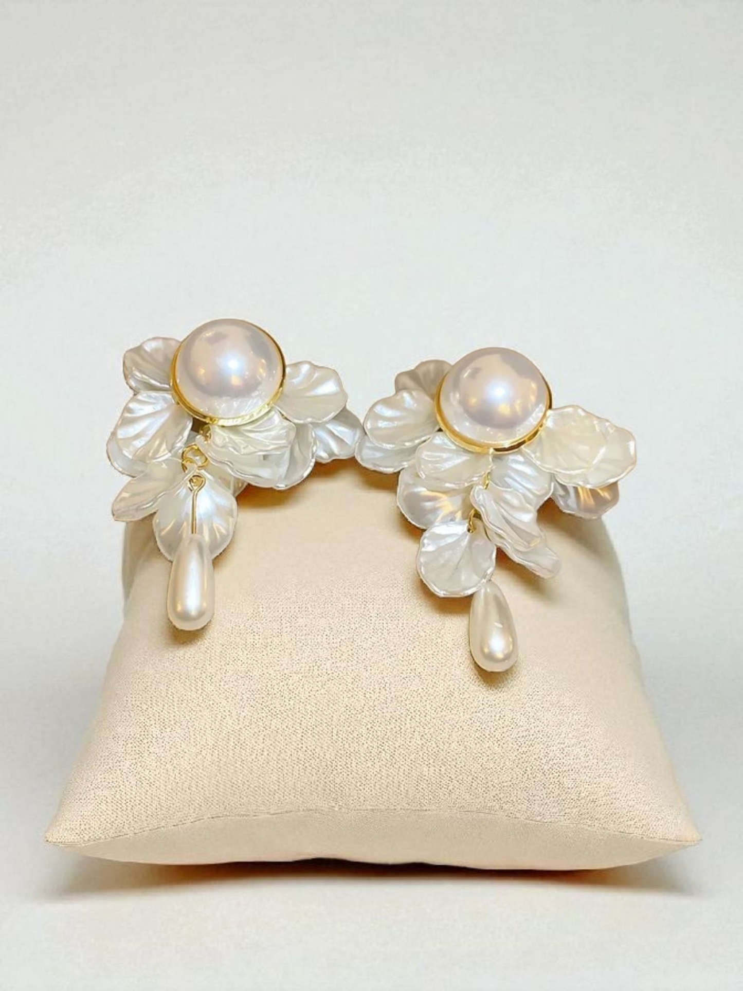 Pearly Moonlit Lagoon Cascade With Big Pearl Stud Korean Earrings