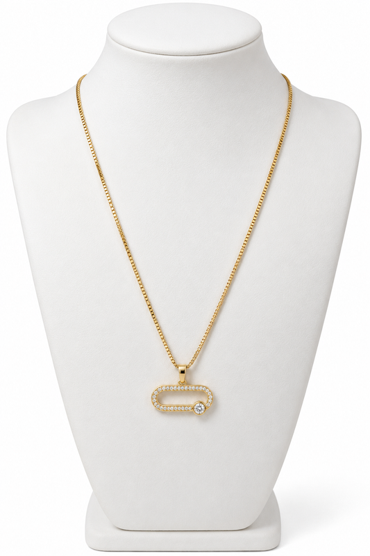 The Asymmetric Ellipse Pavé Pendant Necklace