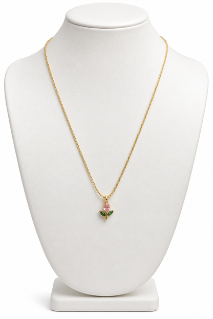 Blushing Tulip Floral Pendant Necklace