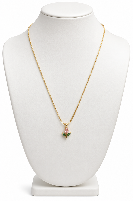 Blushing Tulip Floral Pendant Necklace